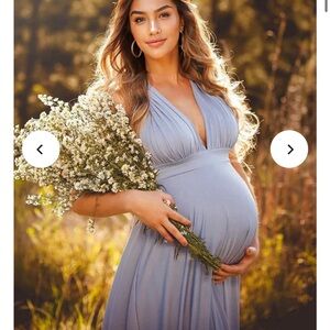 Elegant Maternity Dress in Light Blue